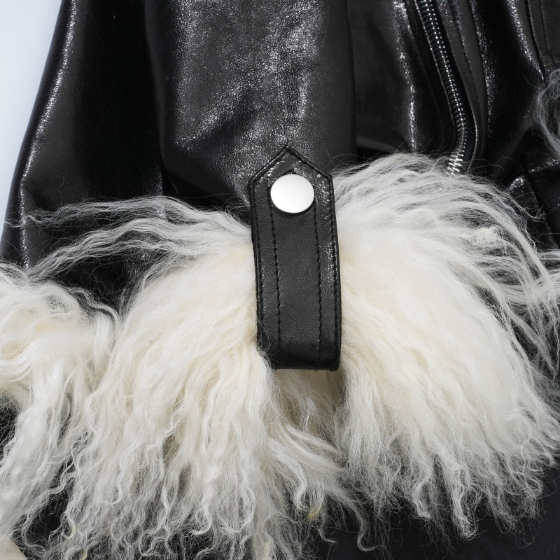 Velvet Edge Fur Leather Pet Coat